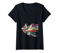 Mujer Paz Paloma Bondad Amor Igualdad Esperanza Diversidad Camiseta Cuello V