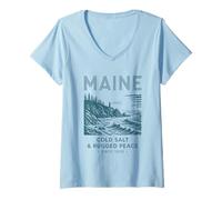 Mujer Paz robusta de sal fría de Maine desde 1820 Camiseta Cuello V