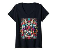 Mujer Paz Y Amor para Todos Difundir Paz Y Respeto Unidad Libertad Camiseta Cuello V