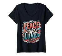 Mujer Paz y Amor para Todos La Paz y el Amor Uniendo Corazones Hoy Camiseta Cuello V