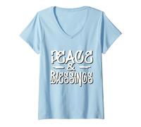 Mujer Paz y bendiciones Grandes metas y sueños - Simplemente Camiseta Cuello V