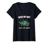 Mujer PC Gamer WASD My Way out of Bed Funny Gaming Camiseta Cuello V