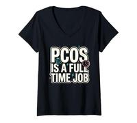 Mujer PCOS Awareness PCOS Warrior Invisible Enfermedad Apoyo Camiseta Cuello V
