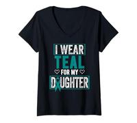Mujer PCOS Awareness Shirt, PCOS Shirt I Wear Teal For My Daughter Camiseta Cuello V