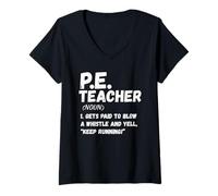 Mujer PE Teacher Definition - Funny Fitness Coach Sarcastic Tee Camiseta Cuello V