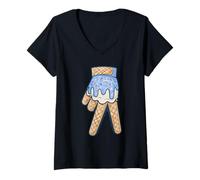 Mujer Peace Cream Mano Cucurucho Cartoon Azul Chispas Verano Camiseta Cuello V