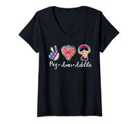 Mujer Peace Love Adelita Funny Mexican Spanish Saying México Team Camiseta Cuello V