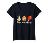 Mujer Peace, Love and Tacos - Tacos Al Pastor, Mexican Food Lovers Camiseta Cuello V