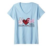 Mujer Peace Love, Rama de Cerezo, Flor de Sakura, Floral japonés Camiseta Cuello V