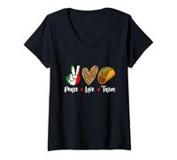 Mujer Peace Love Tacos - Taco Lover Comida Mexicana Cinco de Mayo Camiseta Cuello V