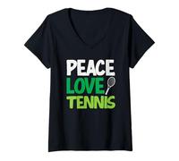 Mujer Peace Love Tenis Jugador de Tenis Vibes Camiseta Cuello V