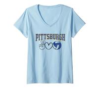 Mujer Peace Love Volleyball - Pittsburgh Women Teen Girls Tween Camiseta Cuello V