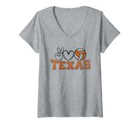 Mujer Peace Love Volleyball - Texas Women Teen Girls Tween Players Camiseta Cuello V