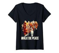 Mujer Peace Walking Monks and Aloka Dog Walk for Peace Camiseta Cuello V