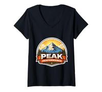 Mujer Peak Performance - Juego de Palabras para Escalar montañas, Senderismo Camiseta Cuello V