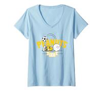 Mujer Peanuts Charlie Brown Equipo del Campeonato Mundial de Fútbol Retro Camiseta Cuello V