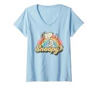 Mujer Peanuts Groovy Vibes Snoopy Music Retro 60s Vintage Festival Camiseta Cuello V