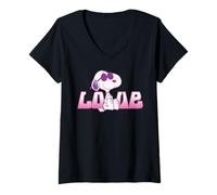 Mujer Peanuts Love Snoopy Joe Cool Retro Sombras Vintage Comic 90s Camiseta Cuello V