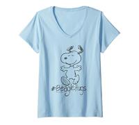 Mujer Peanuts Snoopy Beagle Abraza a su Perro, Mejor Amigo, clásico, Mejor Amiga Camiseta Cuello V