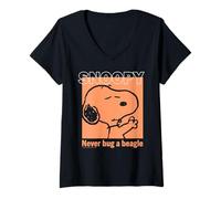 Mujer Peanuts Snoopy Bugged out Beagle Do Not Disturb LOL Classic Camiseta Cuello V