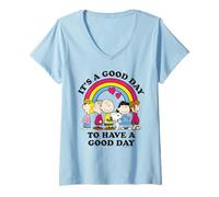 Mujer Peanuts Snoopy Charlie Brown Gang Good Day Friends Retro Fun Camiseta Cuello V