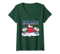 Mujer Peanuts Snoopy Charlie Navidad Brown Lucy Sally Divertidas Vacaciones para Perros Camiseta Cuello V