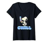 Mujer Peanuts Snoopy Chill Helado Verano Cool Vibes Retro Camiseta Cuello V