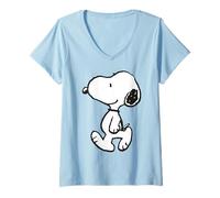 Mujer Peanuts Snoopy Dog Walking Fun Friends BFF Classic Happiness Camiseta Cuello V