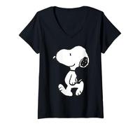 Mujer Peanuts Snoopy Dog Walking Fun Friends BFF Happiness Classic Camiseta Cuello V
