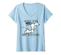 Mujer Peanuts Snoopy Good Dog Bad Attitude Crazy Classic Beagle Camiseta Cuello V