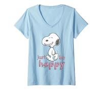 Mujer Peanuts Snoopy Happy Beagle Dog Walking Great Classic Day Camiseta Cuello V