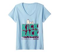 Mujer Peanuts Snoopy Kick Back Lazy Sleep Social Classic Club 50 Camiseta Cuello V