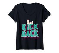 Mujer Peanuts Snoopy Kick Back Lazy Sleep Social Club 50s Clásico Camiseta Cuello V