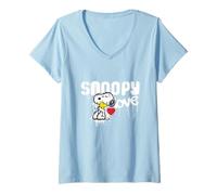 Mujer Peanuts Snoopy Love Woodstock Graffiti Retro 90s Art Street Camiseta Cuello V