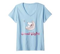 Mujer Peanuts Snoopy Moon Sleep Good Night Rest Star Classic Fun Camiseta Cuello V