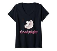 Mujer Peanuts Snoopy Moon Sleep Good Night Rest Star Fun Classic Camiseta Cuello V