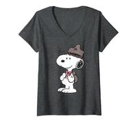 Mujer Peanuts Snoopy Scout Líder Summer Adventure Classic Beagle Camiseta Cuello V