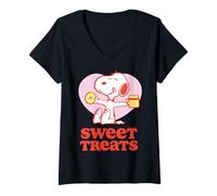 Mujer Peanuts Snoopy Sweet Treats Lazy Summer Holiday Fun Classic Camiseta Cuello V
