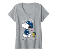 Mujer Peanuts Snoopy Woodstock Buenas Noches Dulces Sueños Clásicos Camiseta Cuello V