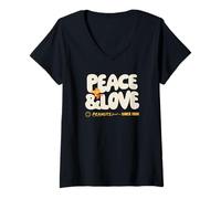 Mujer Peanuts - Snoopy Woodstock Peace & Love Camiseta Cuello V