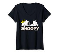 Mujer Peanuts Snoopy Woodstock Super Dog Best Friends BFF Classic Camiseta Cuello V