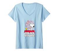 Mujer Peanuts - Snoopy y Woodstock - Oh My Stars On The Roof Camiseta Cuello V