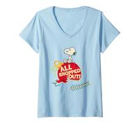Mujer Peanuts Xmas Snoopy All out Shopped Christmas Party Holiday Camiseta Cuello V