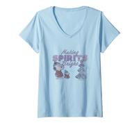 Mujer Peanuts Xmas Snoopy Woodstock Haciendo licores Brillantes Vintage Camiseta Cuello V