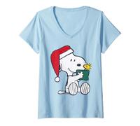 Mujer Peanuts Xmas Woodstock Snoopy Retro Friends Vintage 80s 90s Camiseta Cuello V
