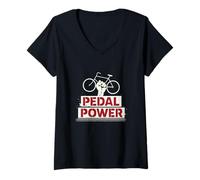 Mujer Pedal de ciclismo Power Bike Motivación Puño Camiseta Cuello V