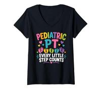 Mujer Pediatric PT Little Step Counts Pediatric Physical Therapist Camiseta Cuello V