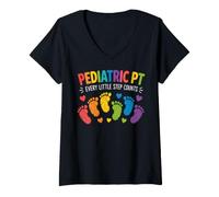 Mujer Pediatric PT Little Step Counts Pediatric Physical Therapist Camiseta Cuello V
