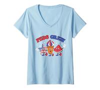 Mujer Peds Crew - Camiseta patriótica de aperitivos para el 4 de julio, equipo de enfermeras para niños Camiseta Cuello V
