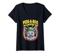 Mujer Peek-A-Boo Soy un Misterio Demasiado críptido para los niños Camiseta Cuello V